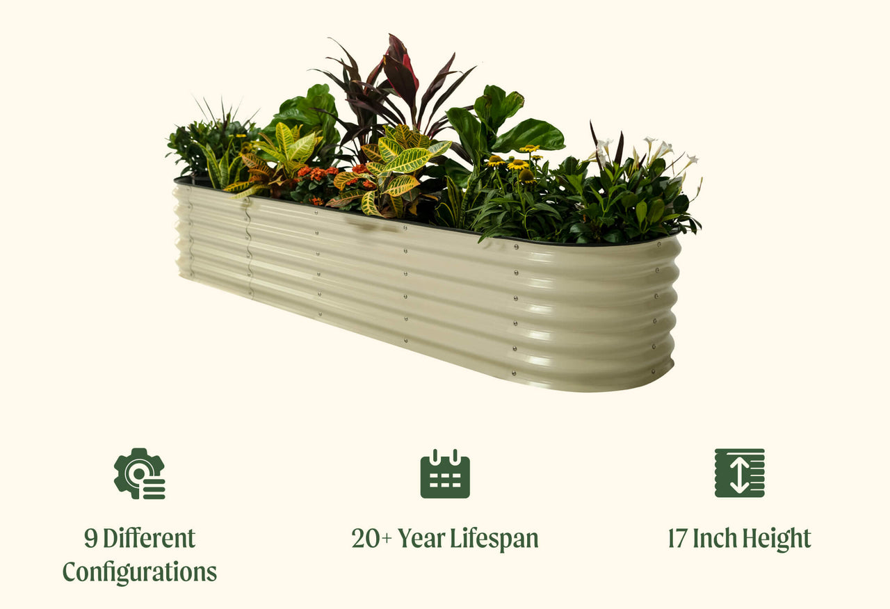 17" Tall 9 In 1 Large Modular Metal Raised Garden Bed Kit