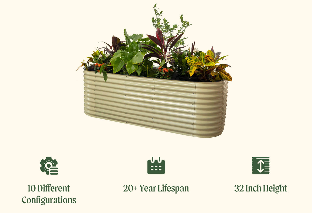 32" Extra Tall 10 In 1 Jumbo Modular Metal Raised Garden Bed Kit