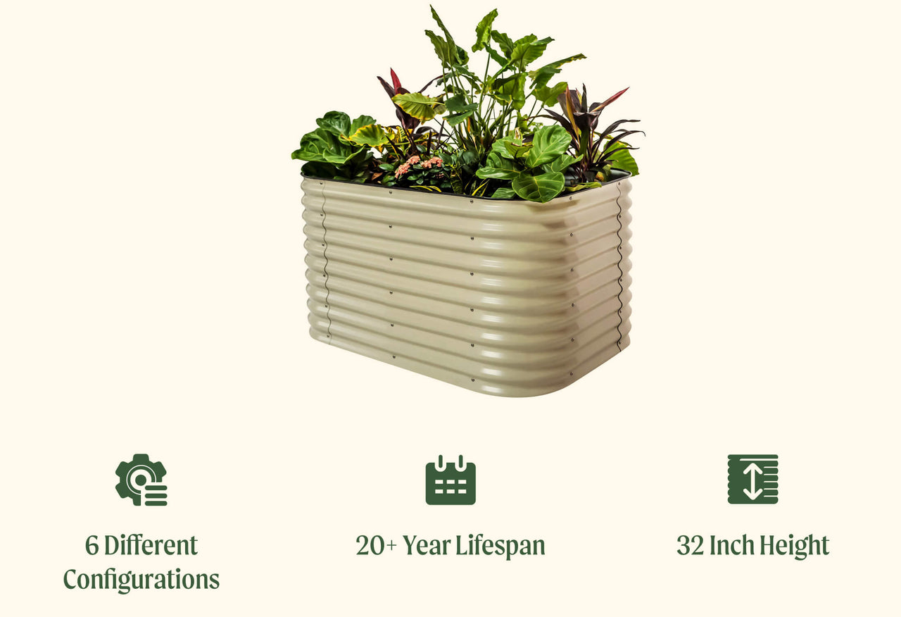 32" Extra Tall 6 In 1 Medium Modular Metal Raised Garden Bed Kit