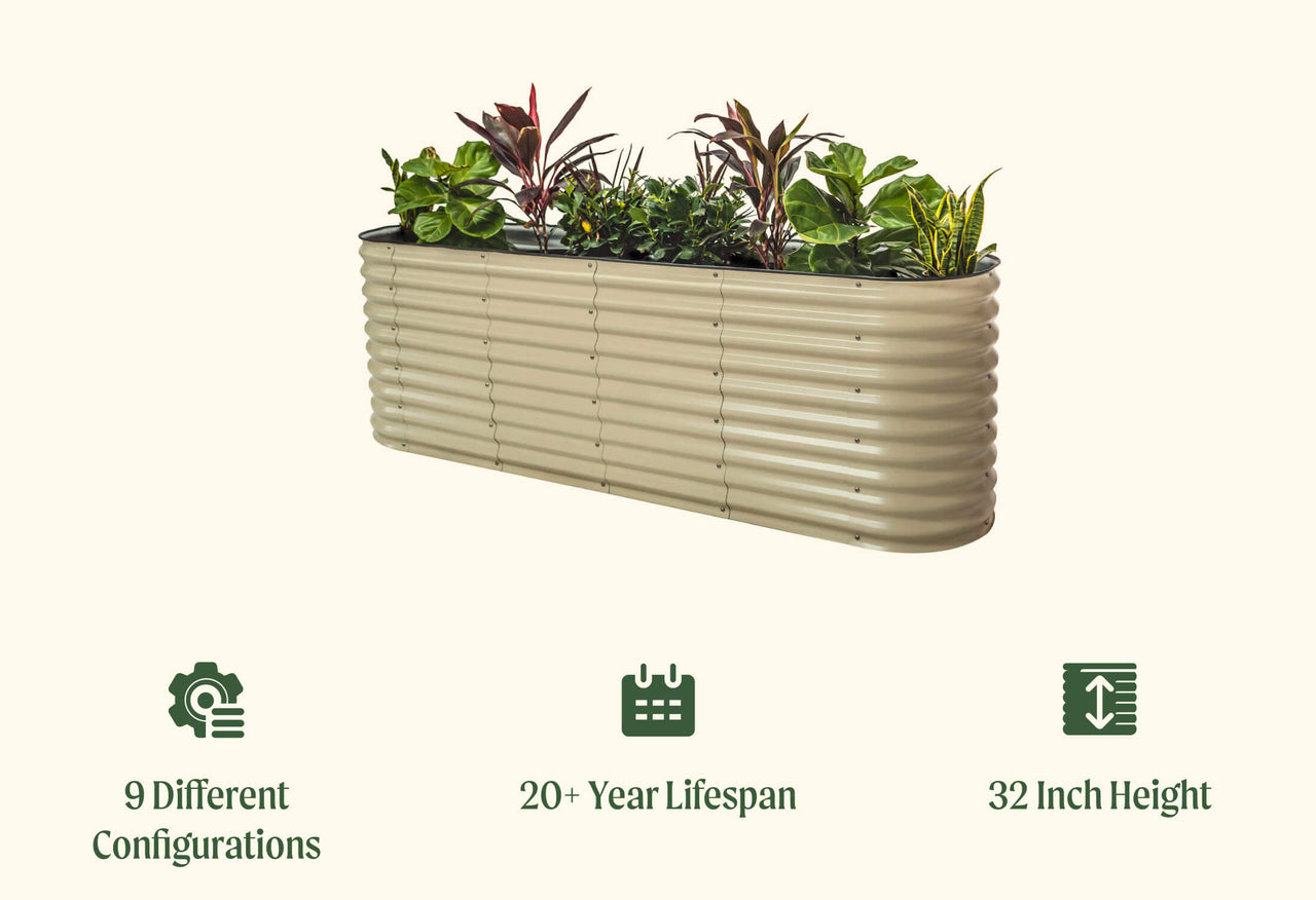 32" Extra Tall 9 In 1 Large Modular Metal Raised Garden Bed Kit