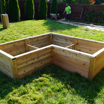 Cedar Panel Raised Bed L Shaped Garden with Trim