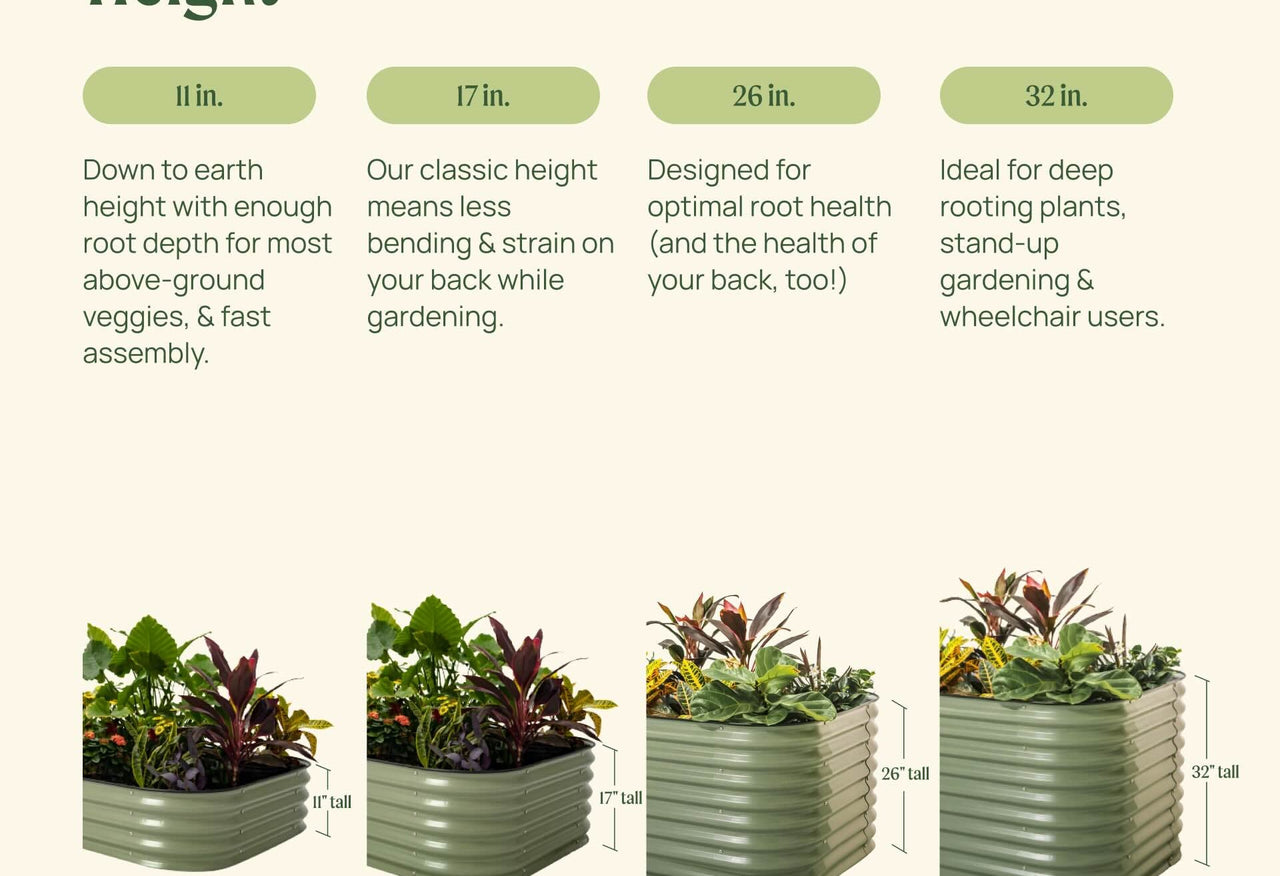 17" Tall 4 In 1 Small Modular Metal Raised Garden Bed Kit