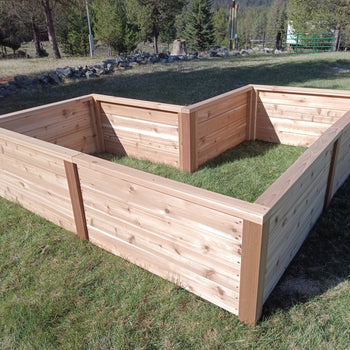 Cedar Panel Raised Bed L Shaped Garden with Trim