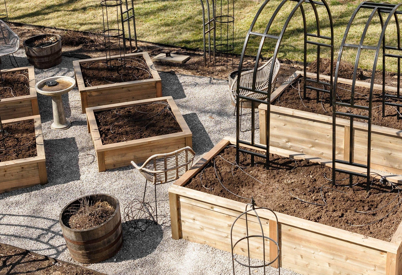 Cedar Raised Bed Gardens with Trim