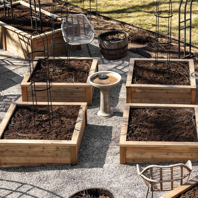 Cedar Raised Bed Gardens with Trim