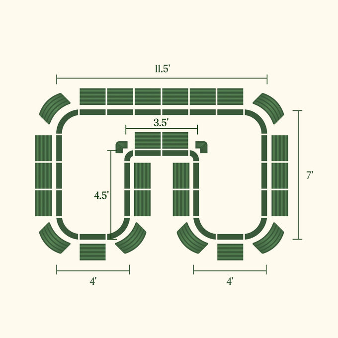 U-Shaped Raised Garden Bed Kit17" Tall - Jumbo Size