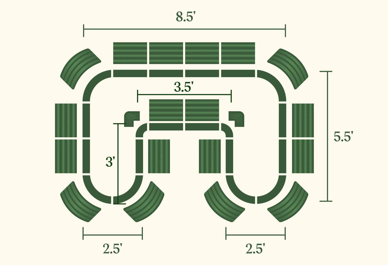 17" Tall U-Shaped Raised Garden Bed Kit - Standard Size