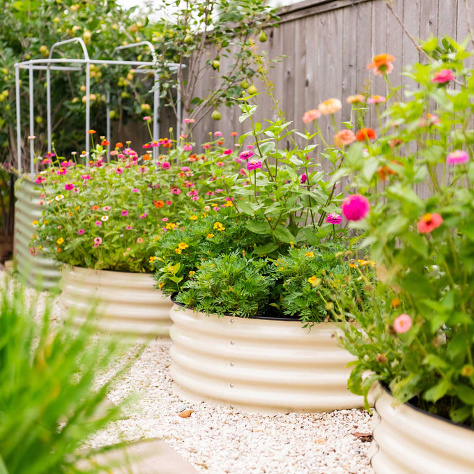 Wide Round Metal Raised Garden Bed Kit 17" Tall 42"