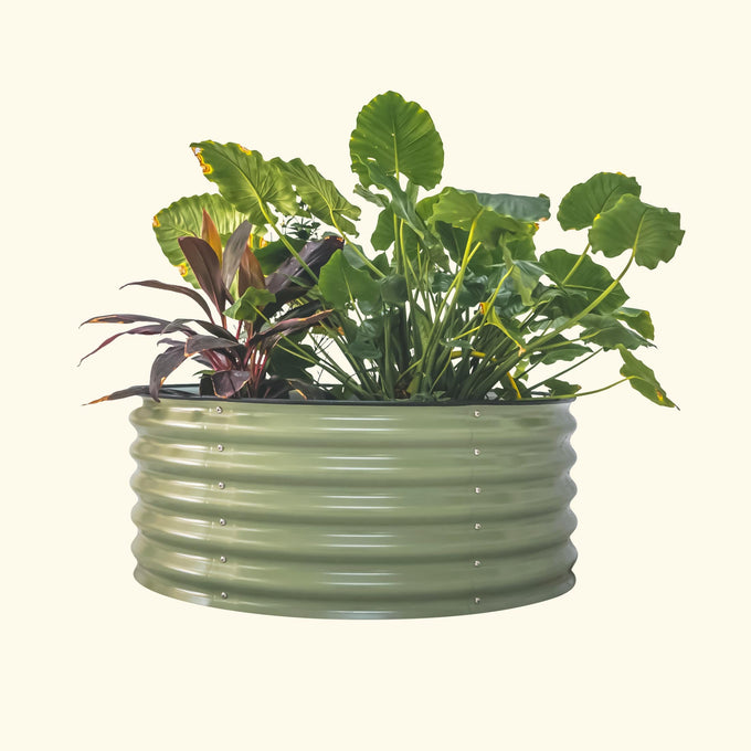 Wide Round Metal Raised Garden Bed Kit 17" Tall 42"