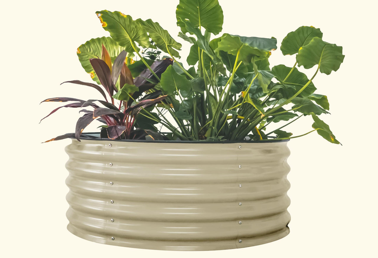 Wide Round Metal Raised Garden Bed Kit 17" Tall 42"