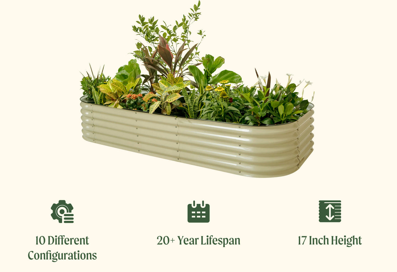 17" Tall 10 In 1 Jumbo Modular Metal Raised Garden Bed Kit
