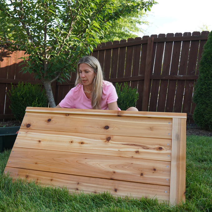 Cedar Panel Raised Bed L Shaped Garden with Trim