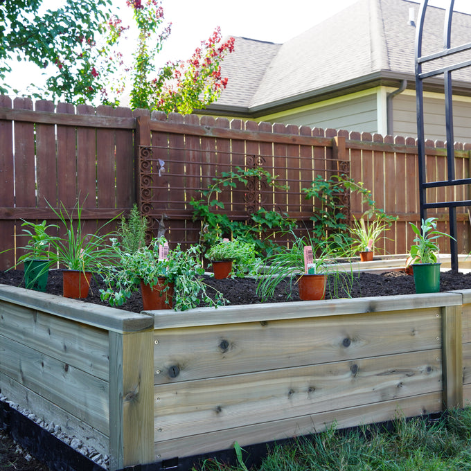 Cedar Panel Raised Bed L Shaped Garden with Trim