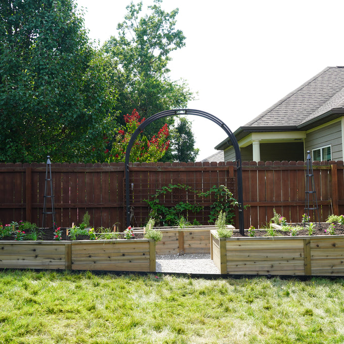 Cedar Panel Raised Bed L Shaped Garden with Trim