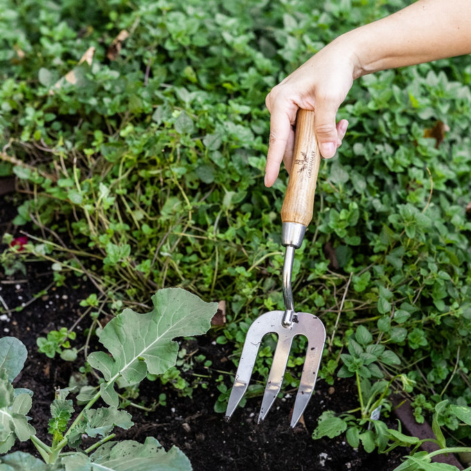 angled garden fork
