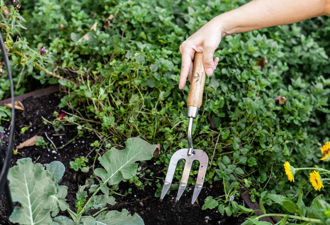 angled garden fork