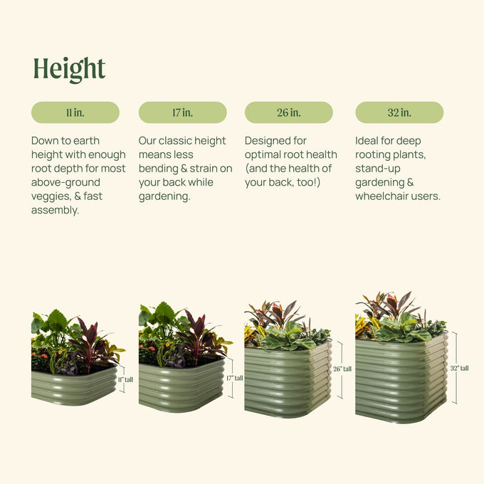 Small Modular Metal Raised Garden Bed Kit 32" Extra Tall 4 In 1