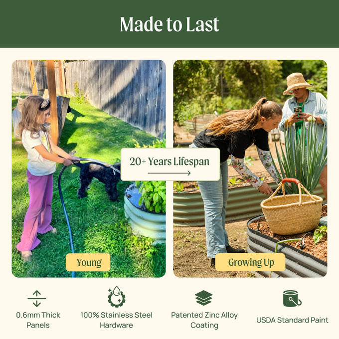 Small Modular Metal Raised Garden Bed Kit 32" Extra Tall 4 In 1