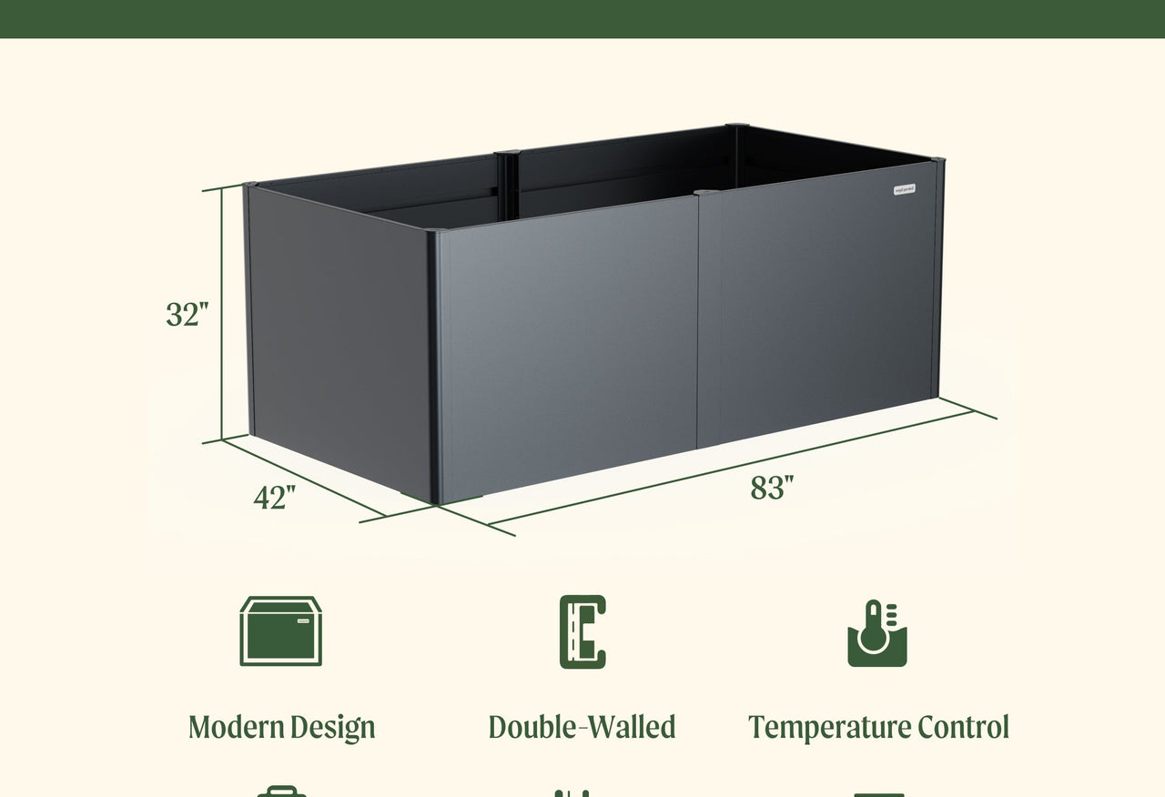 Extra Tall Modern Metal Raised Garden Bed 83" L x 42" W x 32" H
