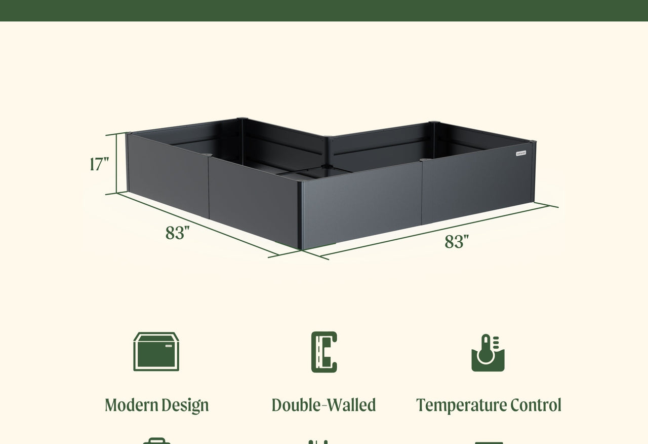 Tall Modern Shape Metal Raised Garden Bed 83" L x 83" W x 17" H