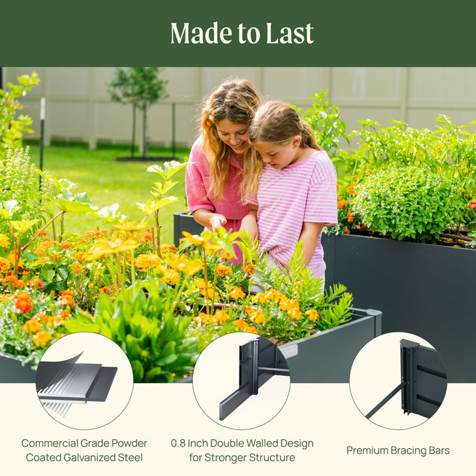 Extra Tall Modern Metal Raised Garden Bed 83" L x 42" W x 32" H