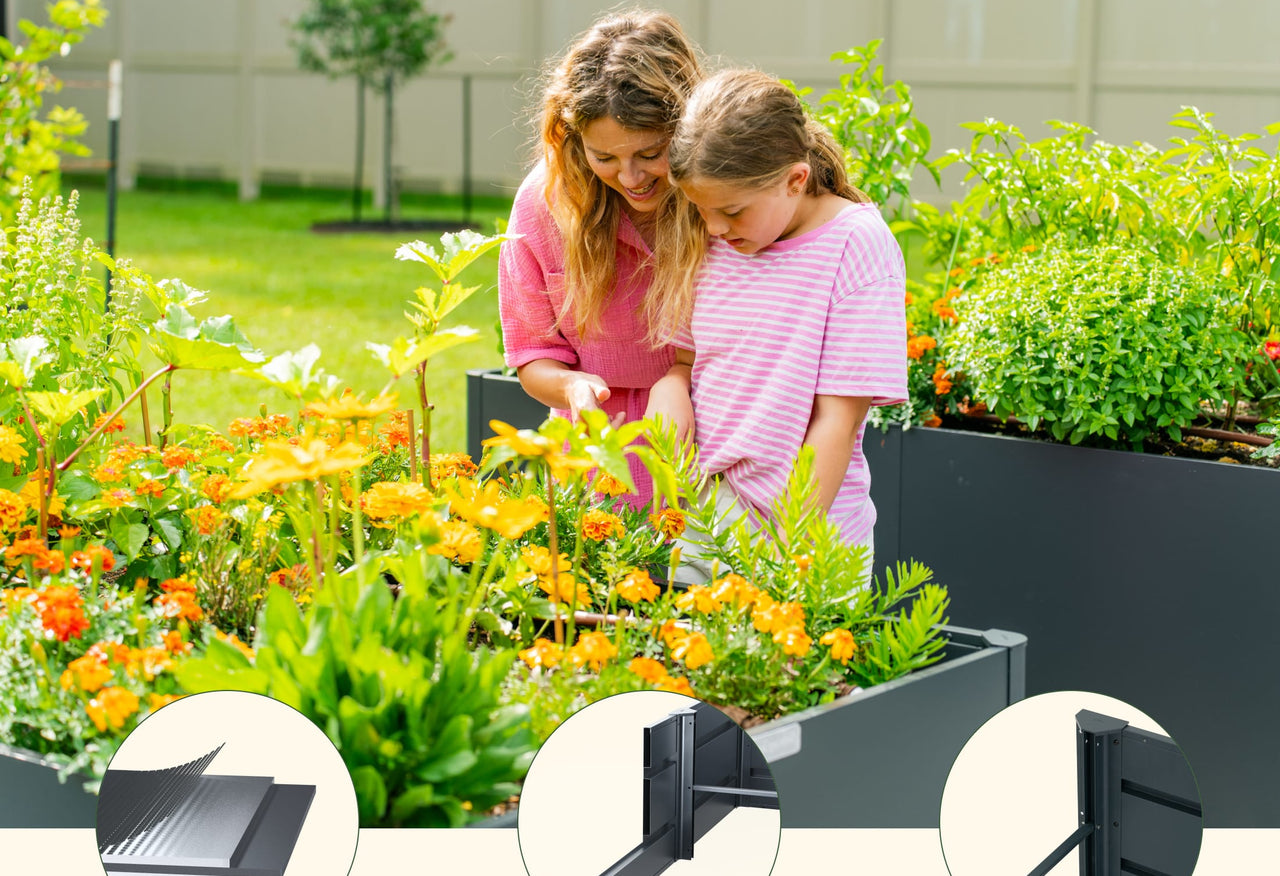 17" Tall Modern 42" x 83" Metal Raised Garden Bed