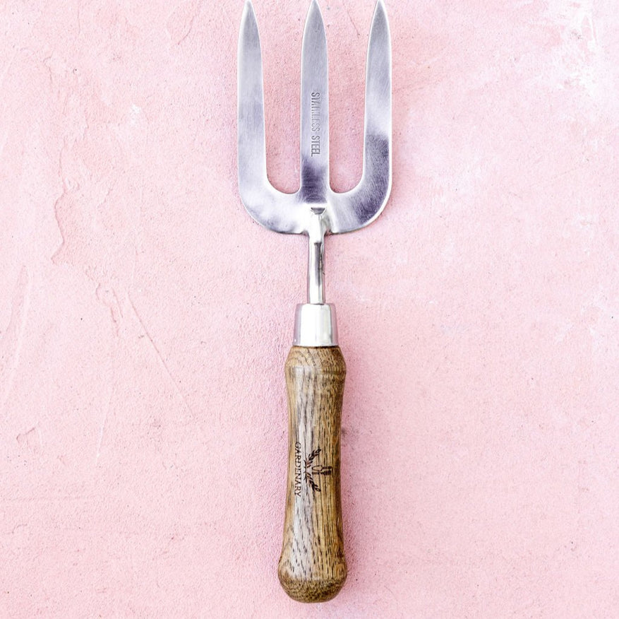 garden fork with dark handle