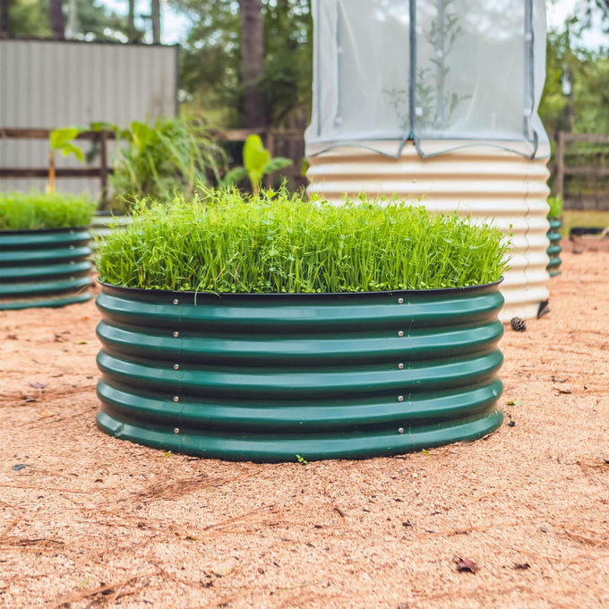 Wide Round Metal Raised Garden Bed Kit 17" Tall 42"