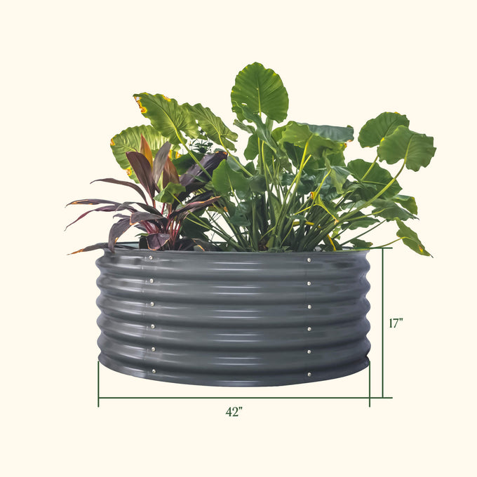 Wide Round Metal Raised Garden Bed Kit 17" Tall 42"