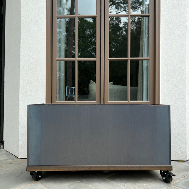 Corten Steel Raised Bed on Wheels